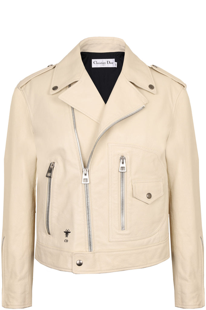 CHRISTIAN DIOR Leather Jacket Printed Back Cream – REAWAKE