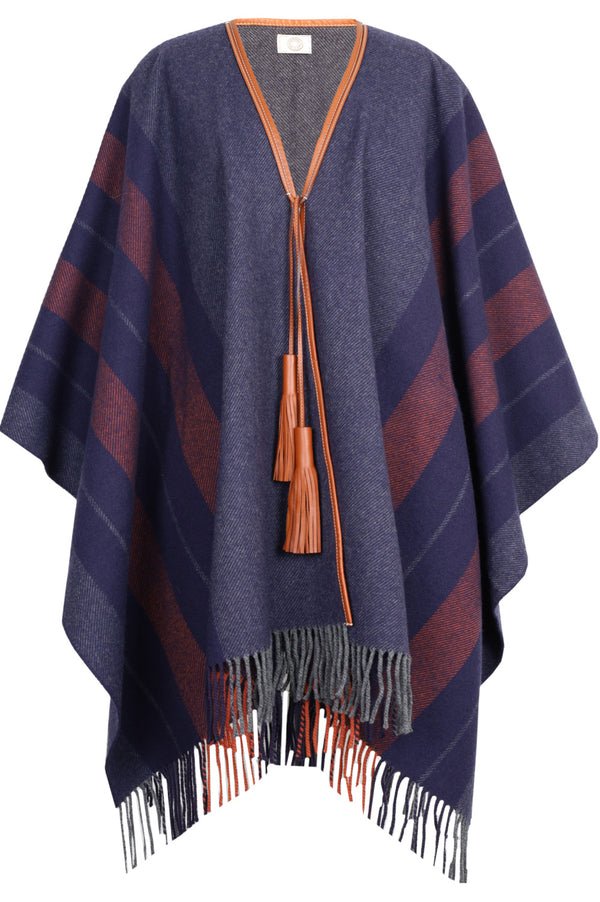 HERMÈS Poncho Rocabar Wool Blue
