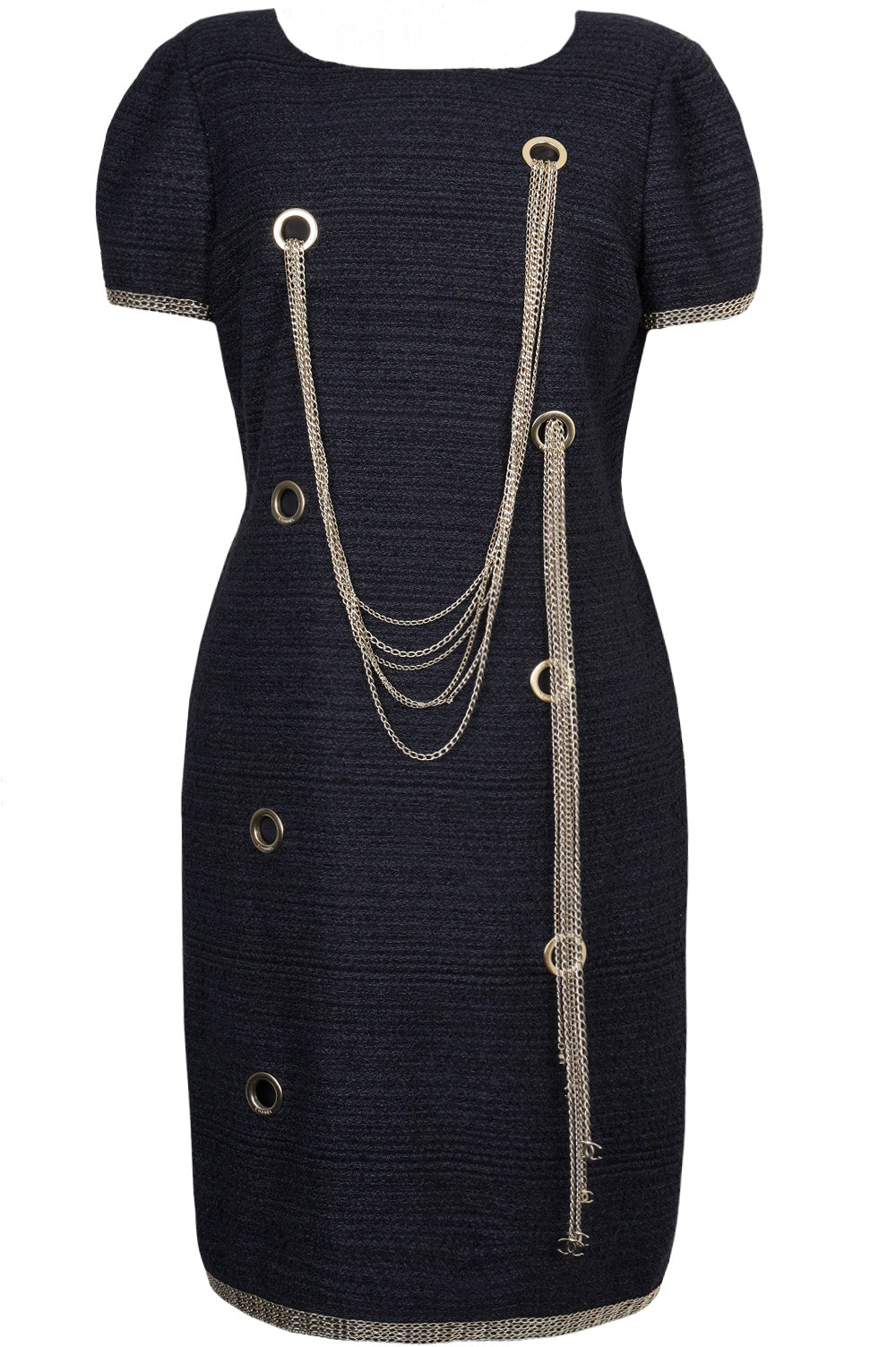 CHANEL Chain Dress Simple Tweed Black 2008