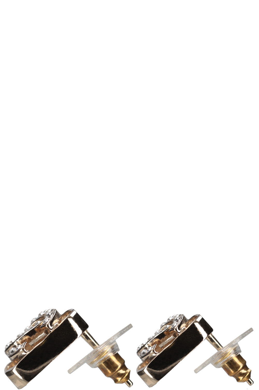 CHANEL Boucles d'oreilles CC encadrées Champagne