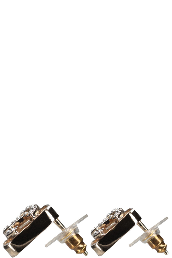 CHANEL Boucles d'oreilles CC encadrées Champagne
