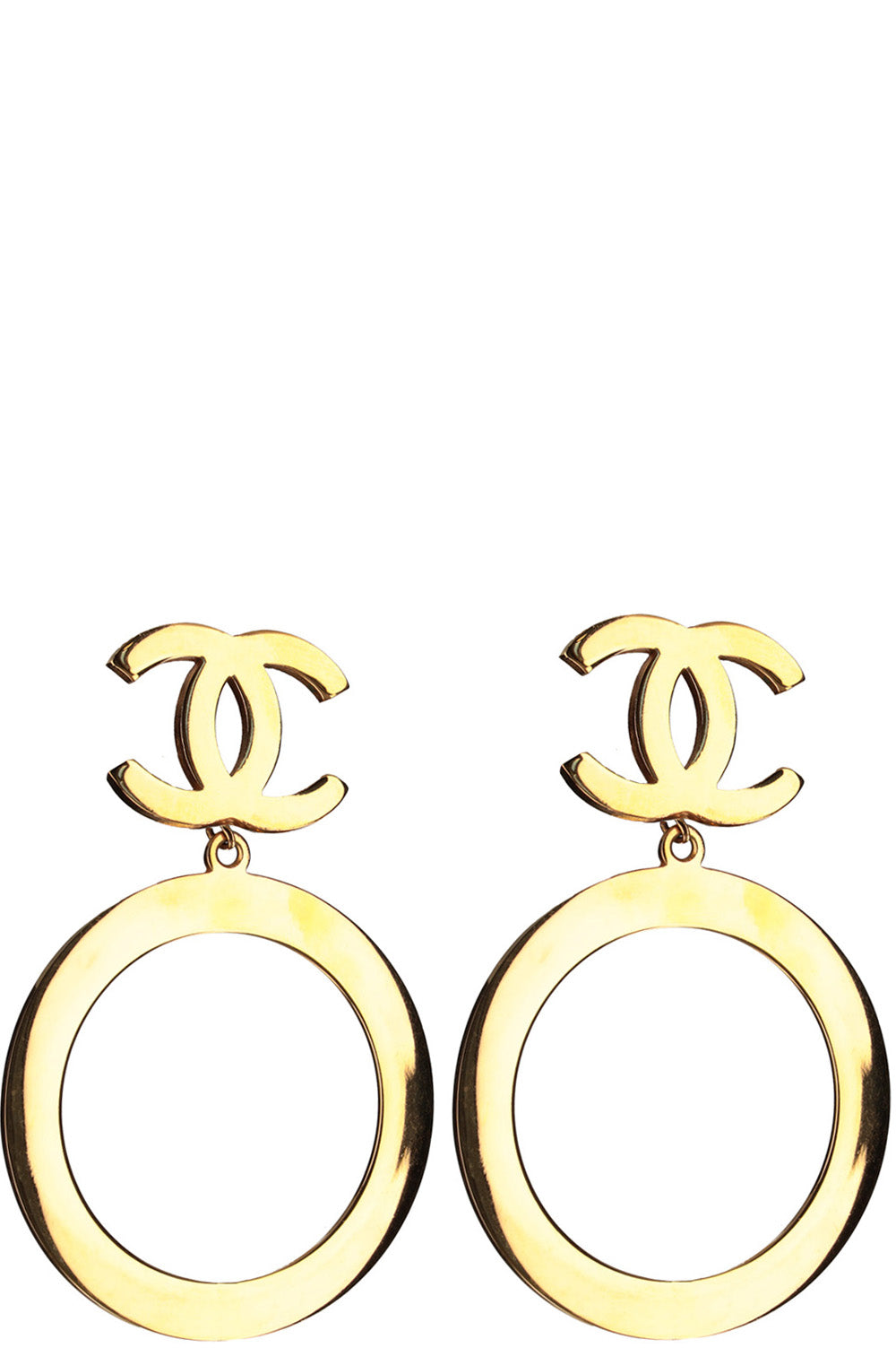 CHANEL Interlocking CC Hoop Earrings Gold Plated