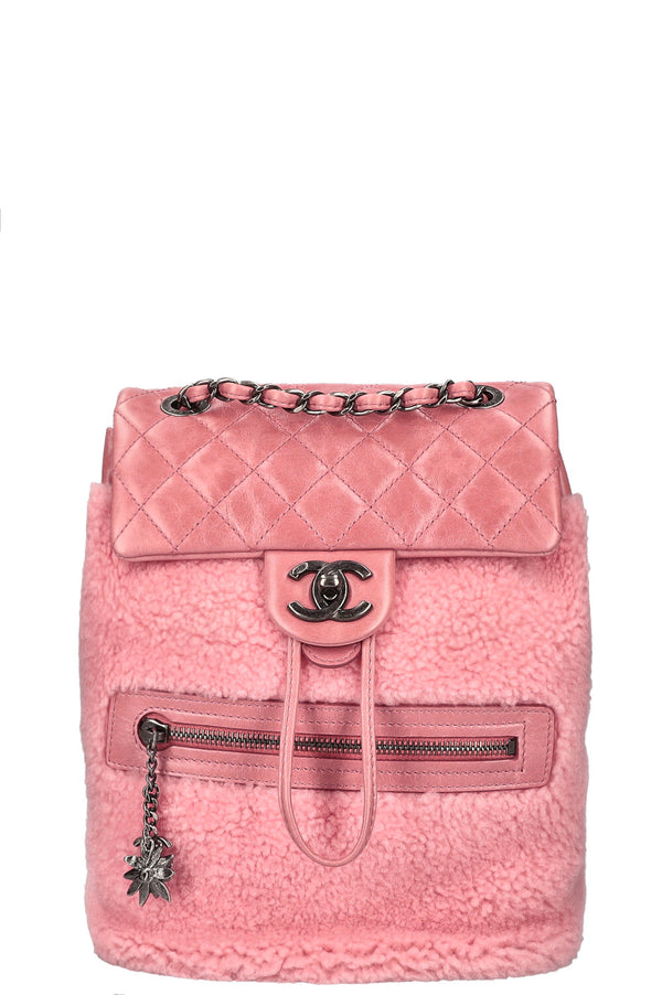 CHANEL Mountain Backpack Shearling Pink