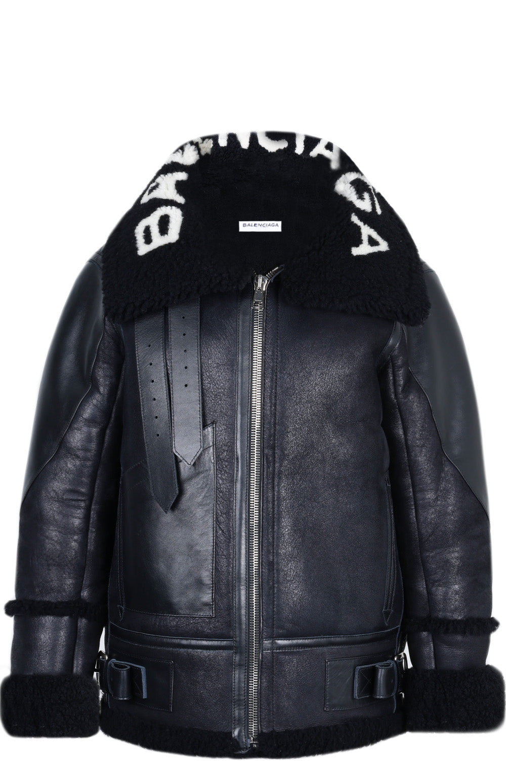 BALENCIAGA Le Bombardier Shearling Leather Jacket Black