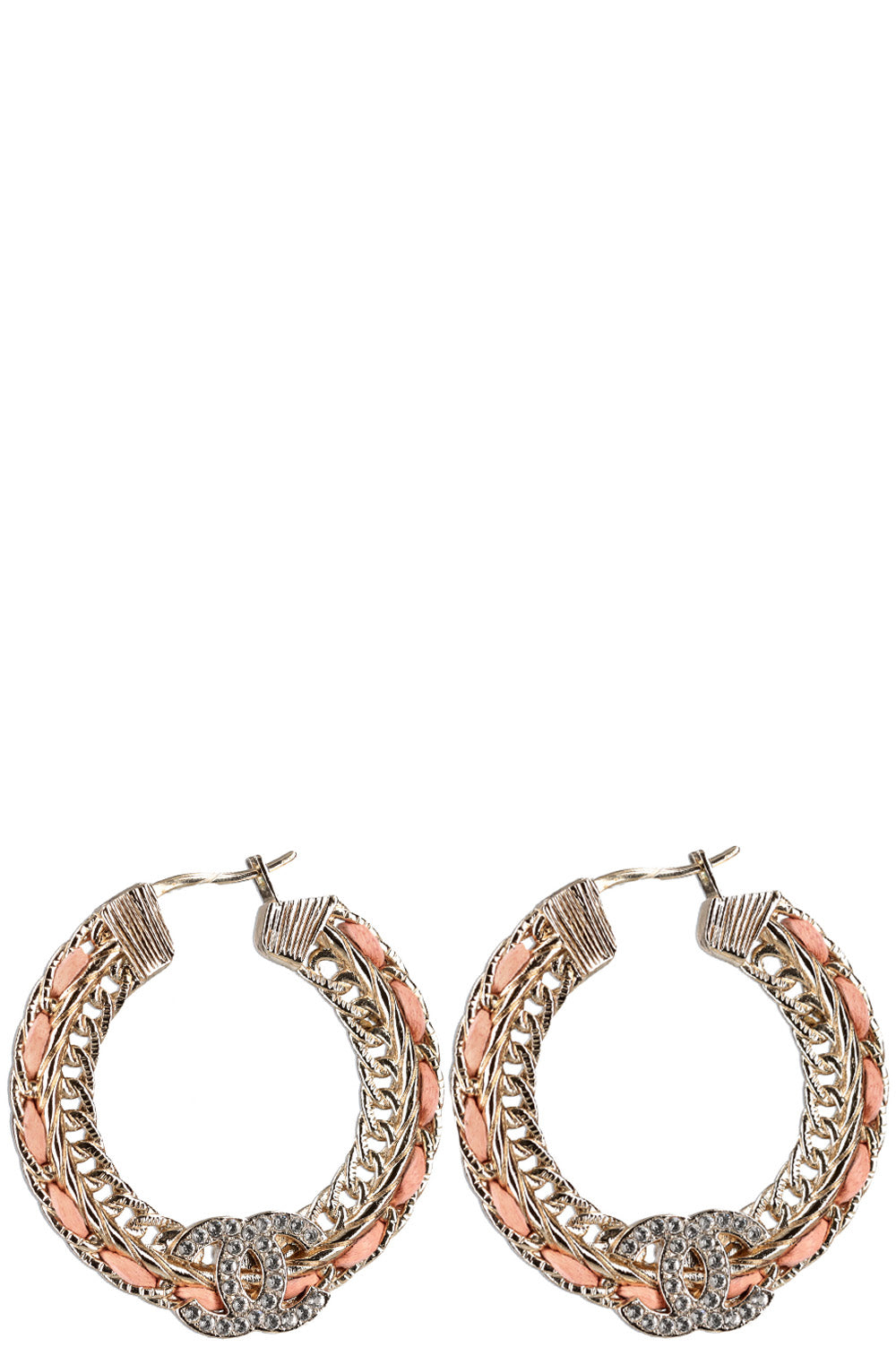 CHANEL Earrings CC Woven Pink