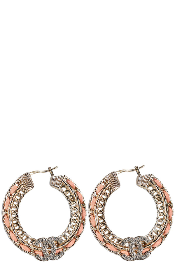 CHANEL Earrings CC Woven Pink