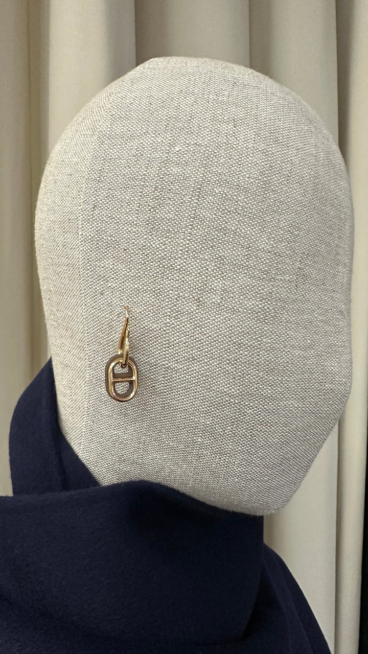 HERMÈS Boucles D´Oreilles o Maillon d´Ancre Swift Etoupe