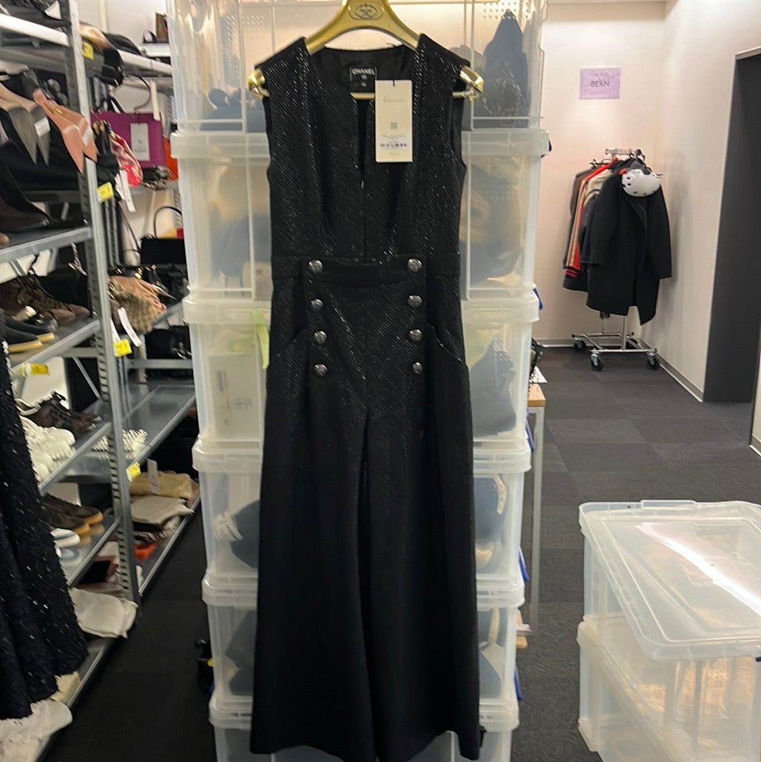 CHANEL Sequin Embellished Tweed Jumpsuit Black  Pre-Fall 2018