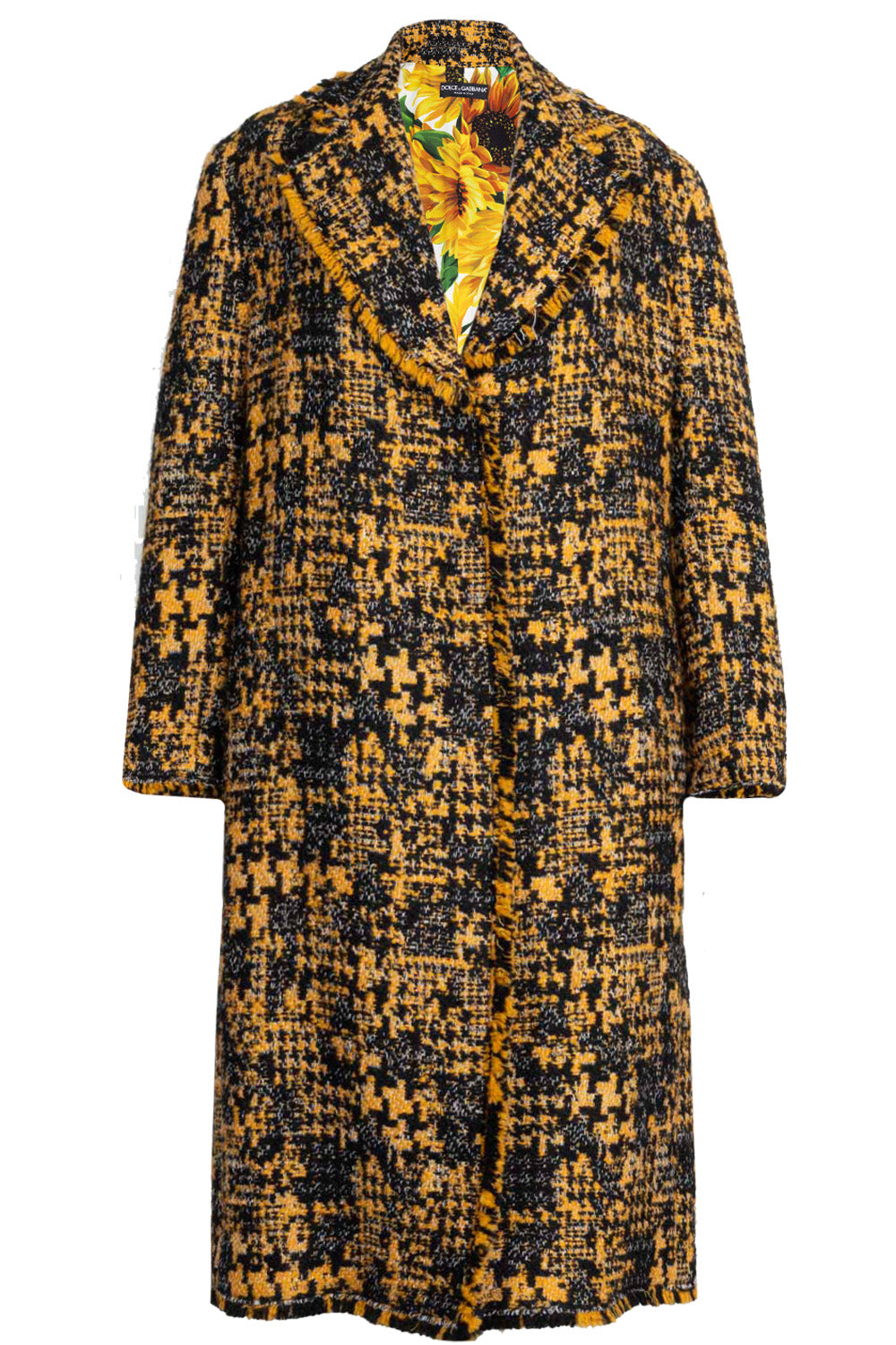 DOLCE&GABBANA Tweed Coat Yellow Black