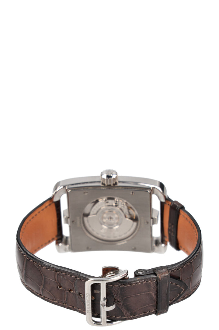 HERMÈS Cape Cod GMT Alligator Silver