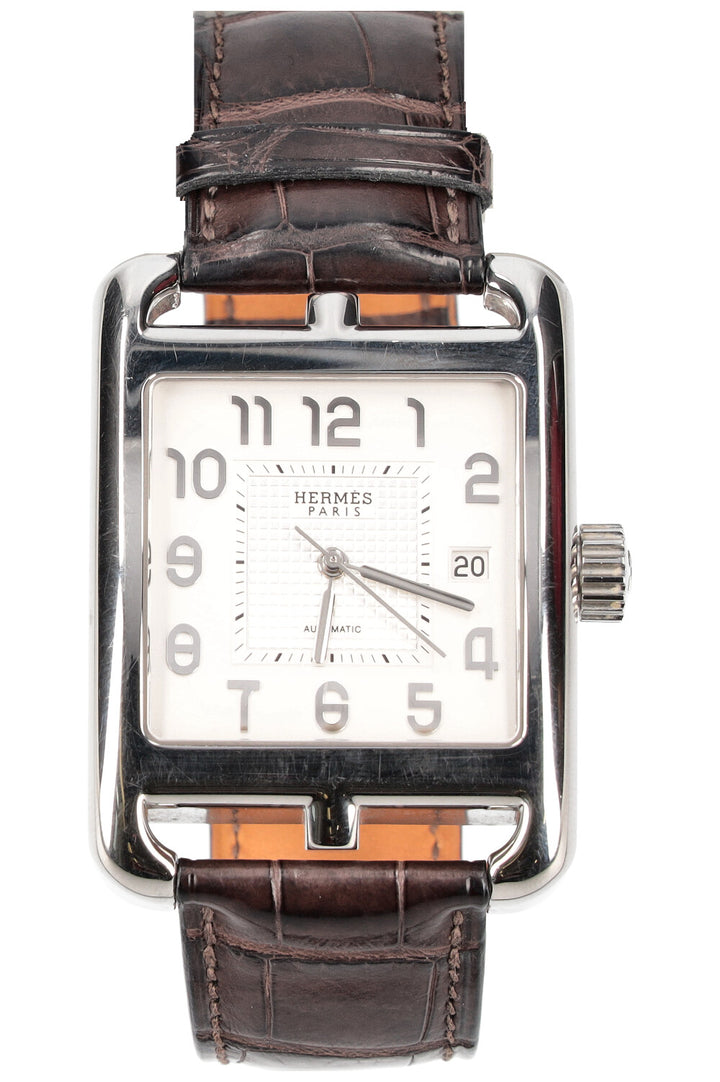 HERMÈS Cape Cod GMT Alligator Silver