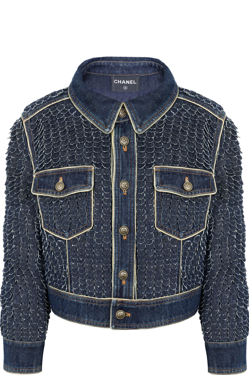 CHANEL 2014 Paris-Dallas Fish Scale Denim Jacket