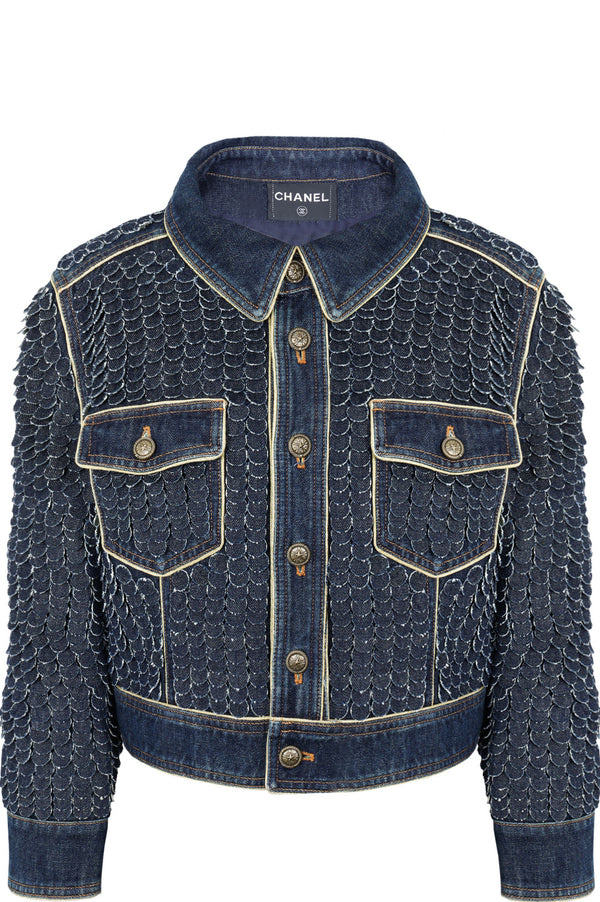 CHANEL 2014 Paris-Dallas Fish Scale Denim Jacket