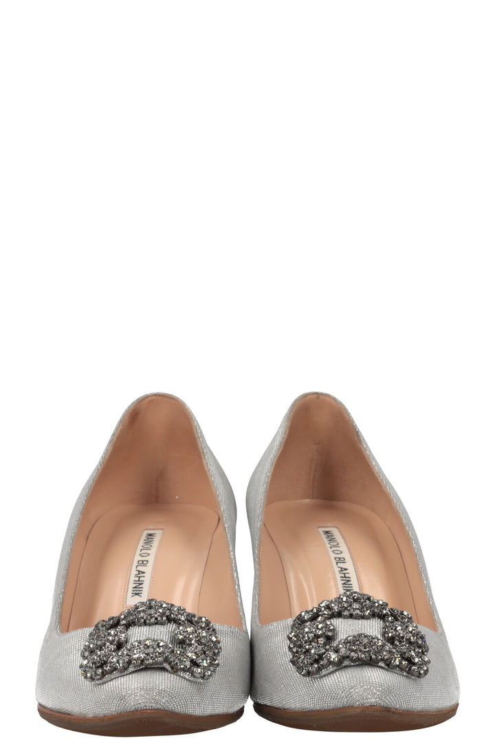 MANOLO BLAHNIK Hangisi Heels Silver