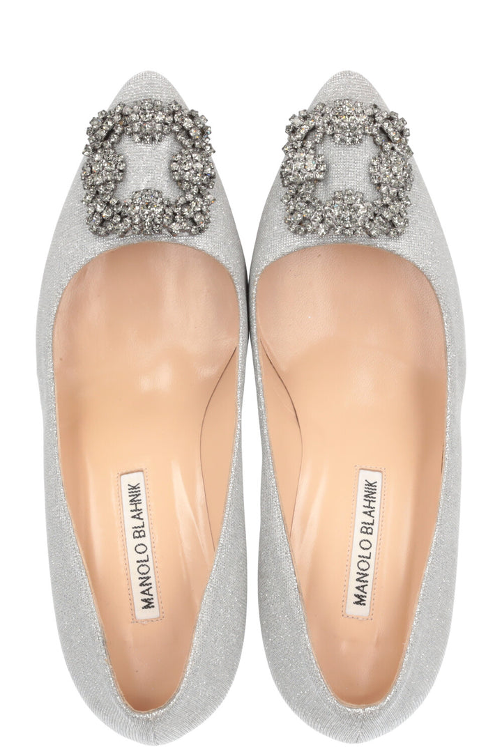 MANOLO BLAHNIK Hangisi Heels Silver