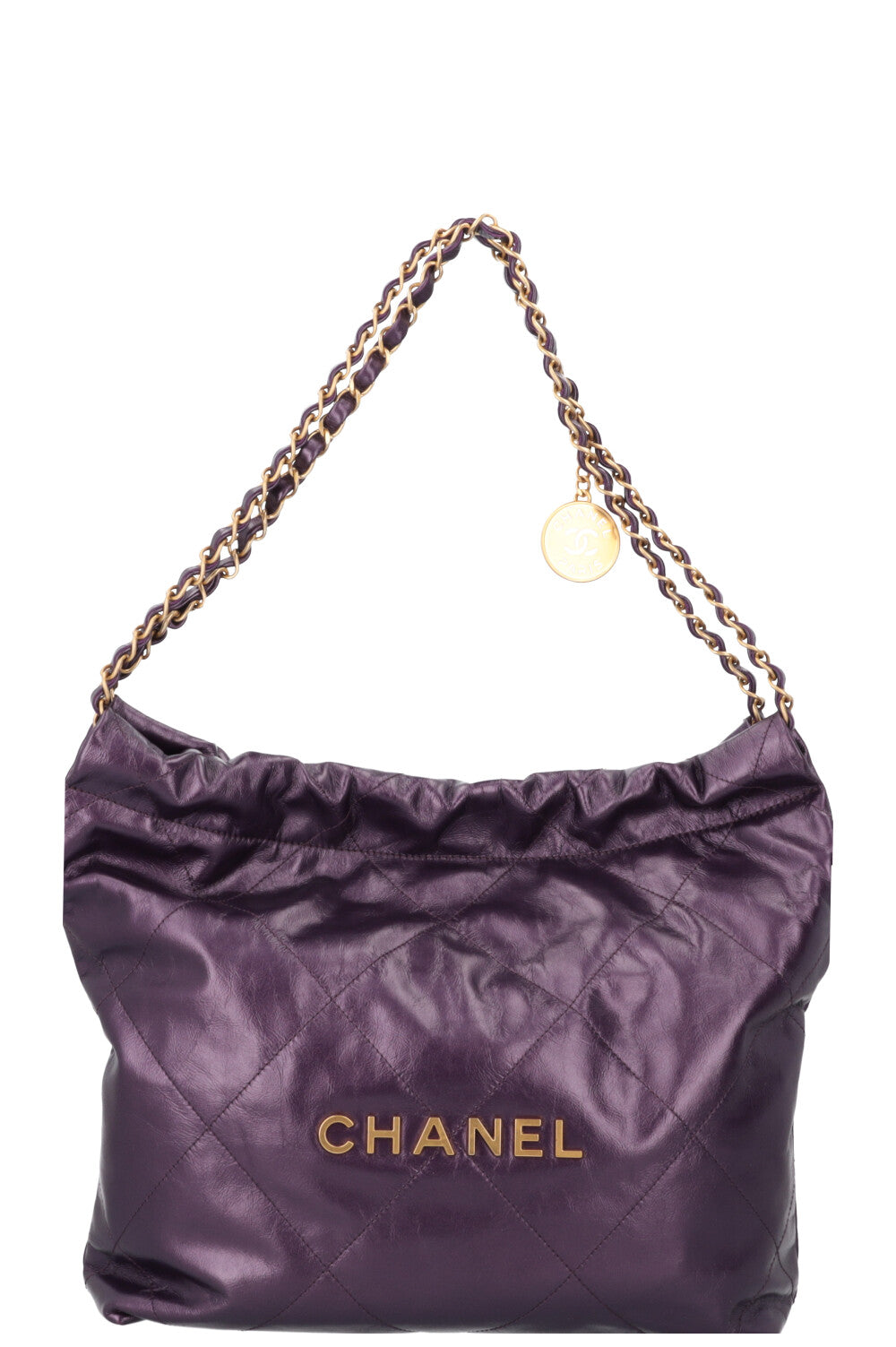 CHANEL 22 Smal Bag Metallic Purple