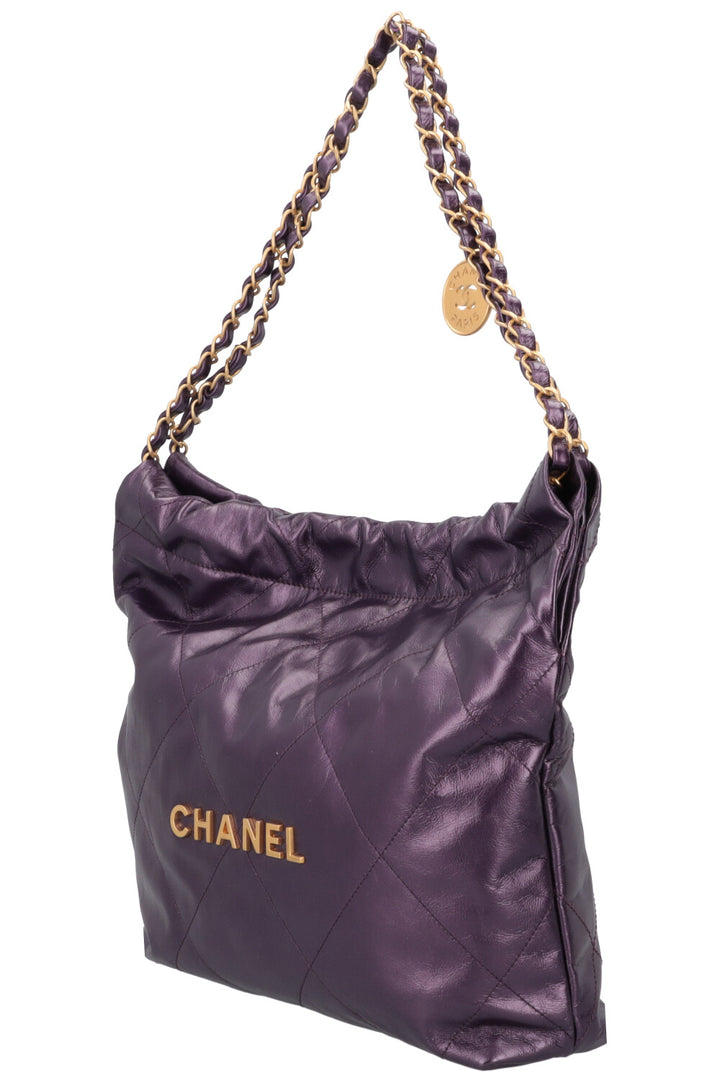 CHANEL 22 Small Bag Metallic Purple