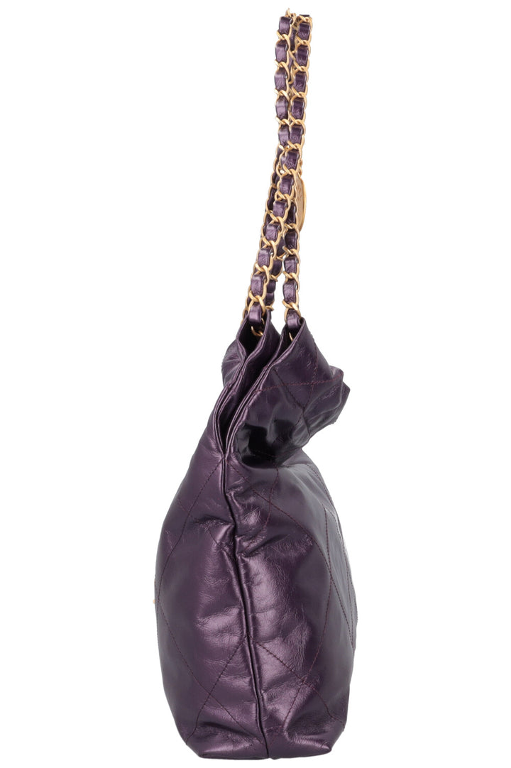CHANEL 22 Small Bag Metallic Purple