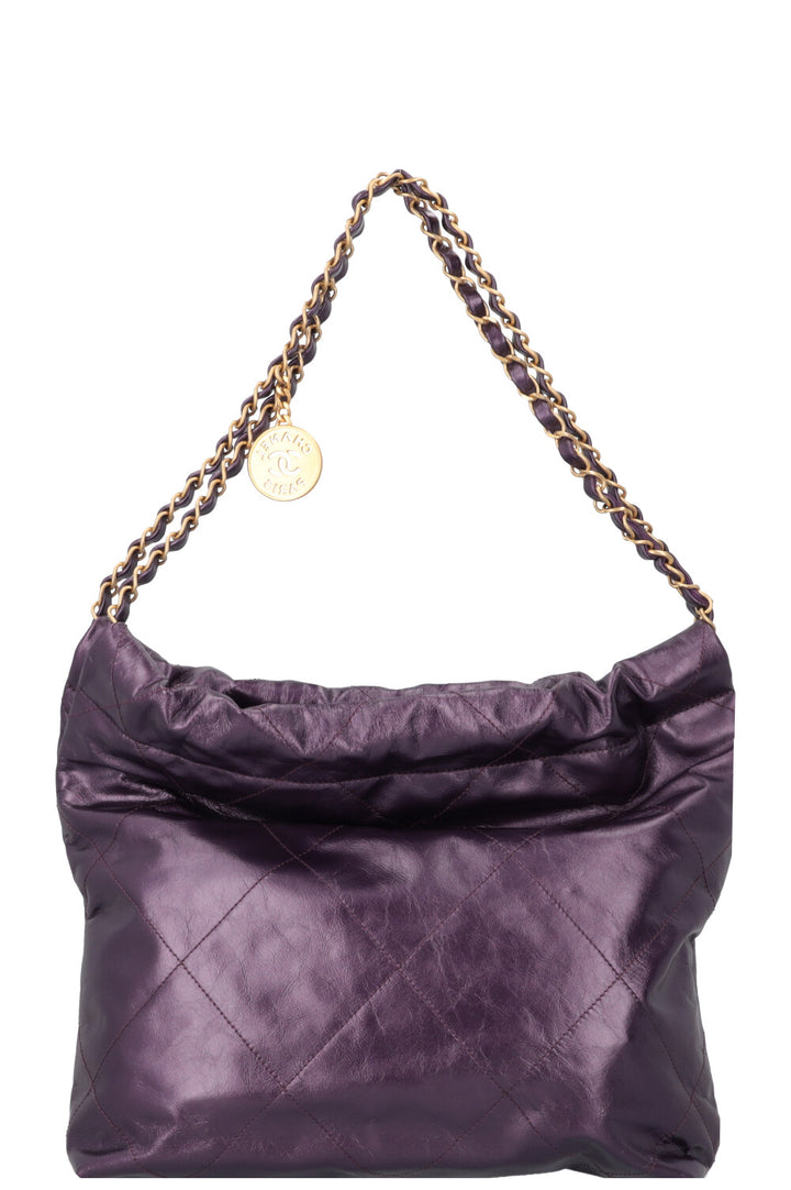 CHANEL 22 Small Bag Metallic Purple