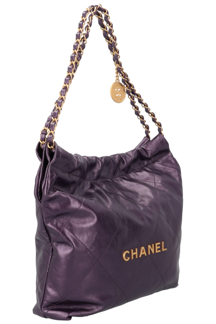 CHANEL 22 Small Bag Metallic Purple