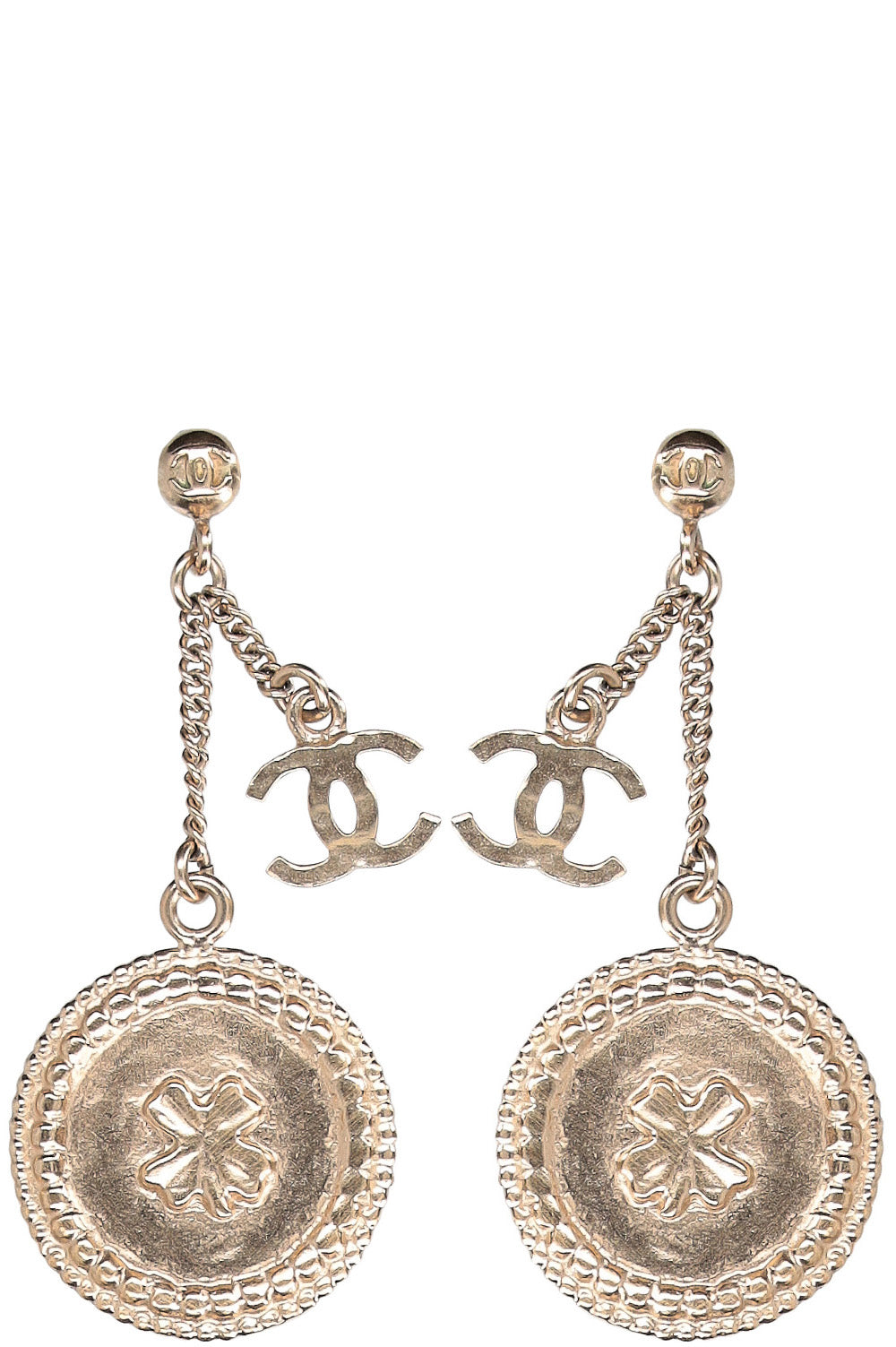 CHANEL CC Drop Earrings Lucky Leaf B15