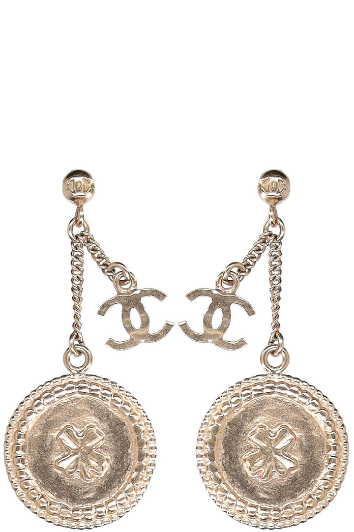 CHANEL CC Drop Earrings Lucky Leaf B15