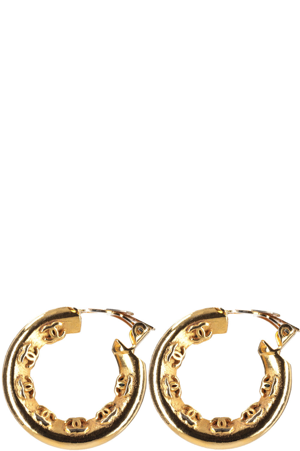 CHANEL Vintage CC Hoop Earrings Gold