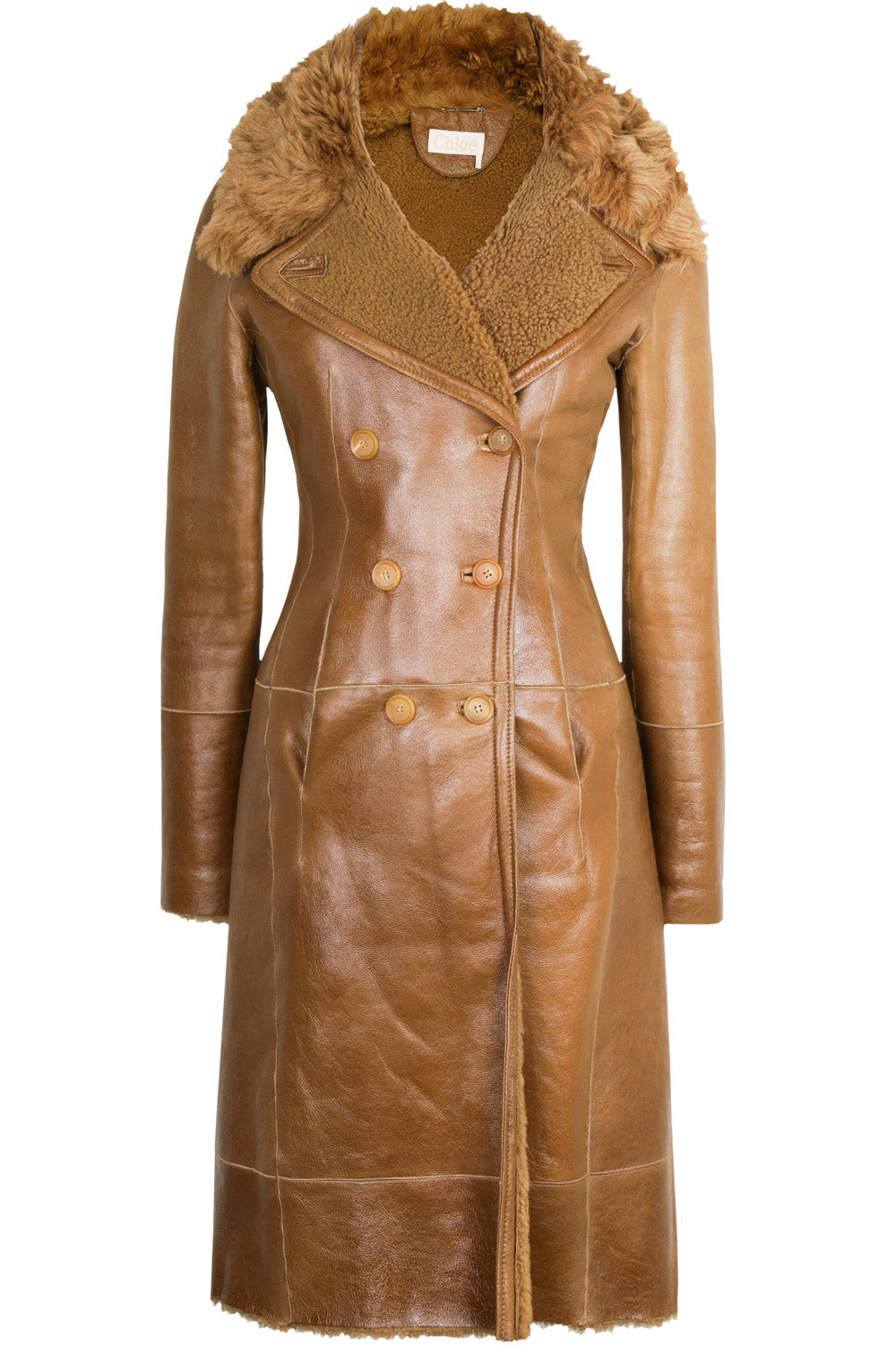 CHLOÉ Coat Shearling Golden Hemp