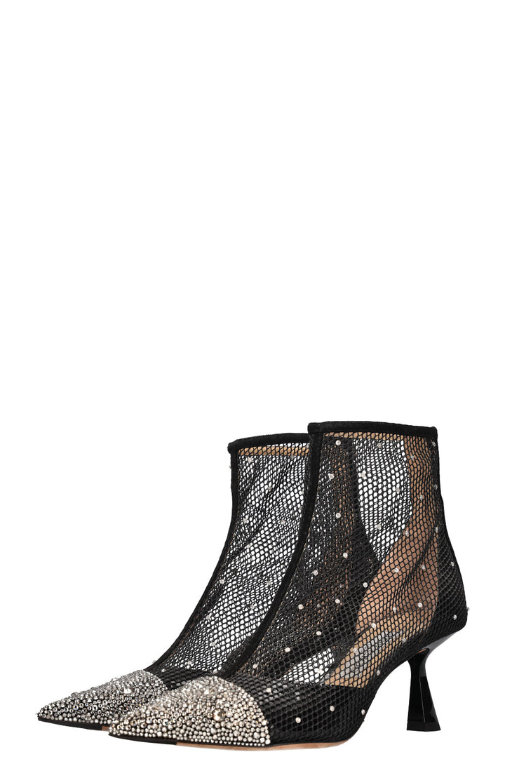 JIMMY CHOO Kix Ankle Boots Crystal & Net