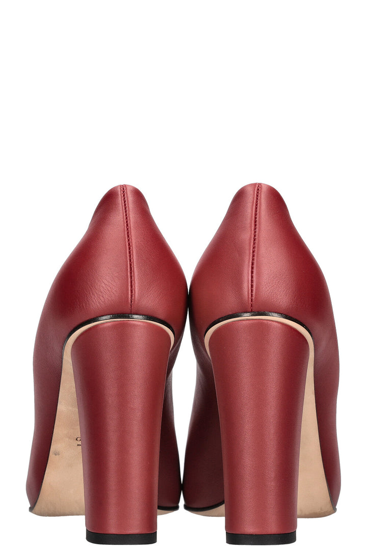 GUCCI Horsebit Block Heel Pumps Red