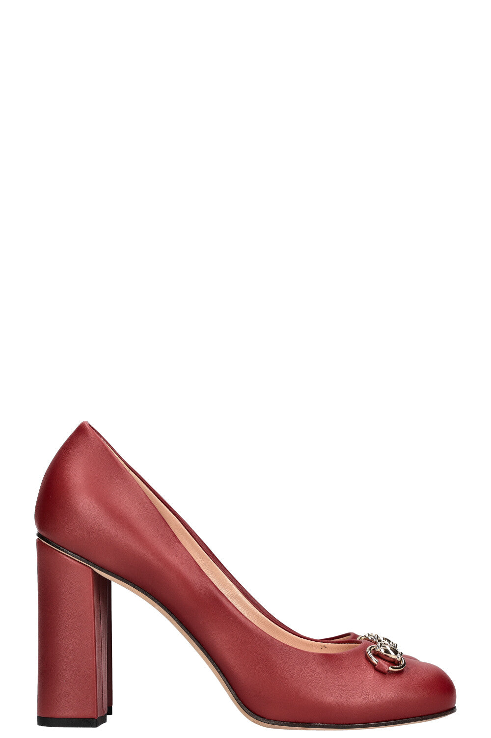 GUCCI Horsebit Block Heel Pumps Red