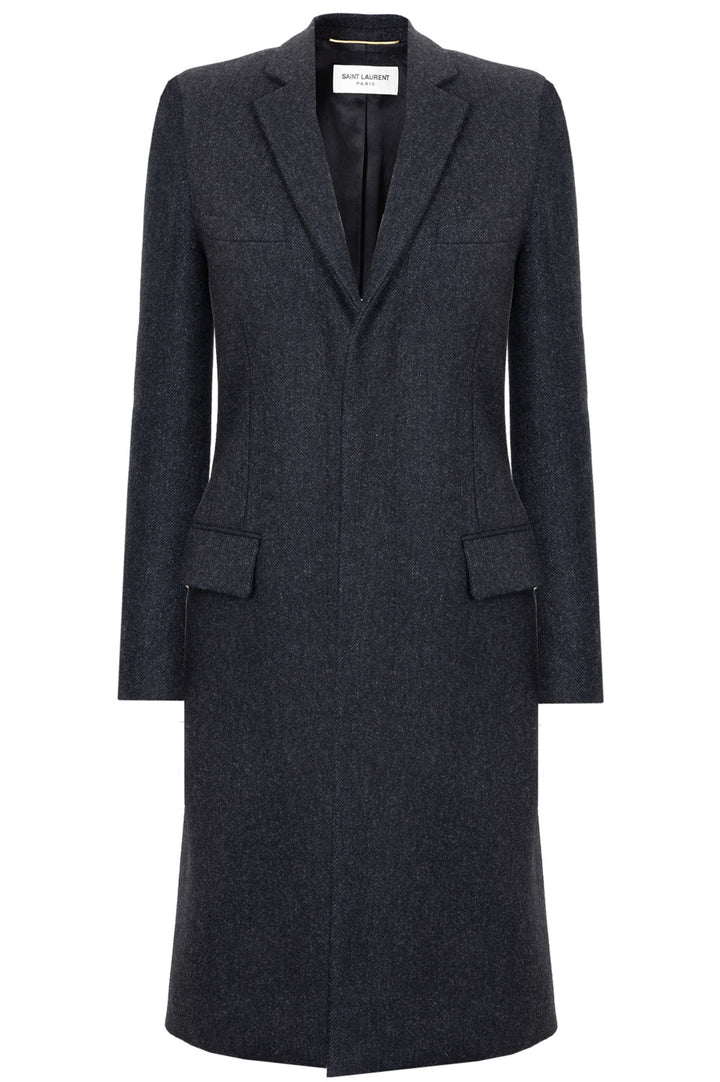 SAINT LAURENT Coat Wool Dark Grey