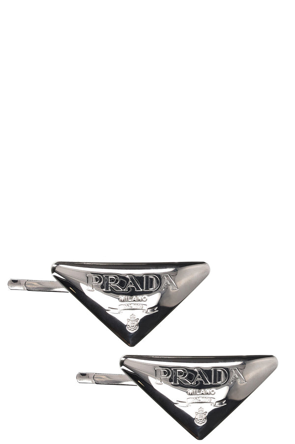 Barrettes à cheveux avec logo PRADA Argenté