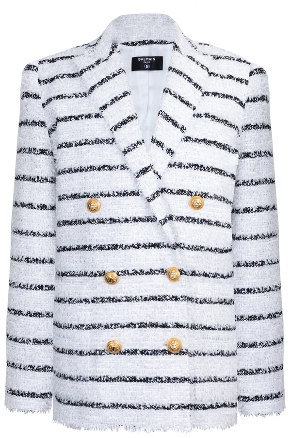 BALMAIN Oversized Jacket White Black Stripes