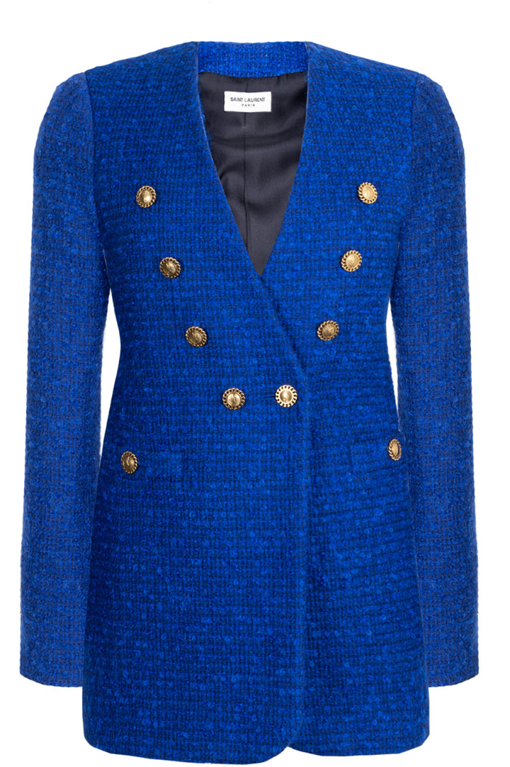 SAINT LAURENT Tweed Jacket Blue