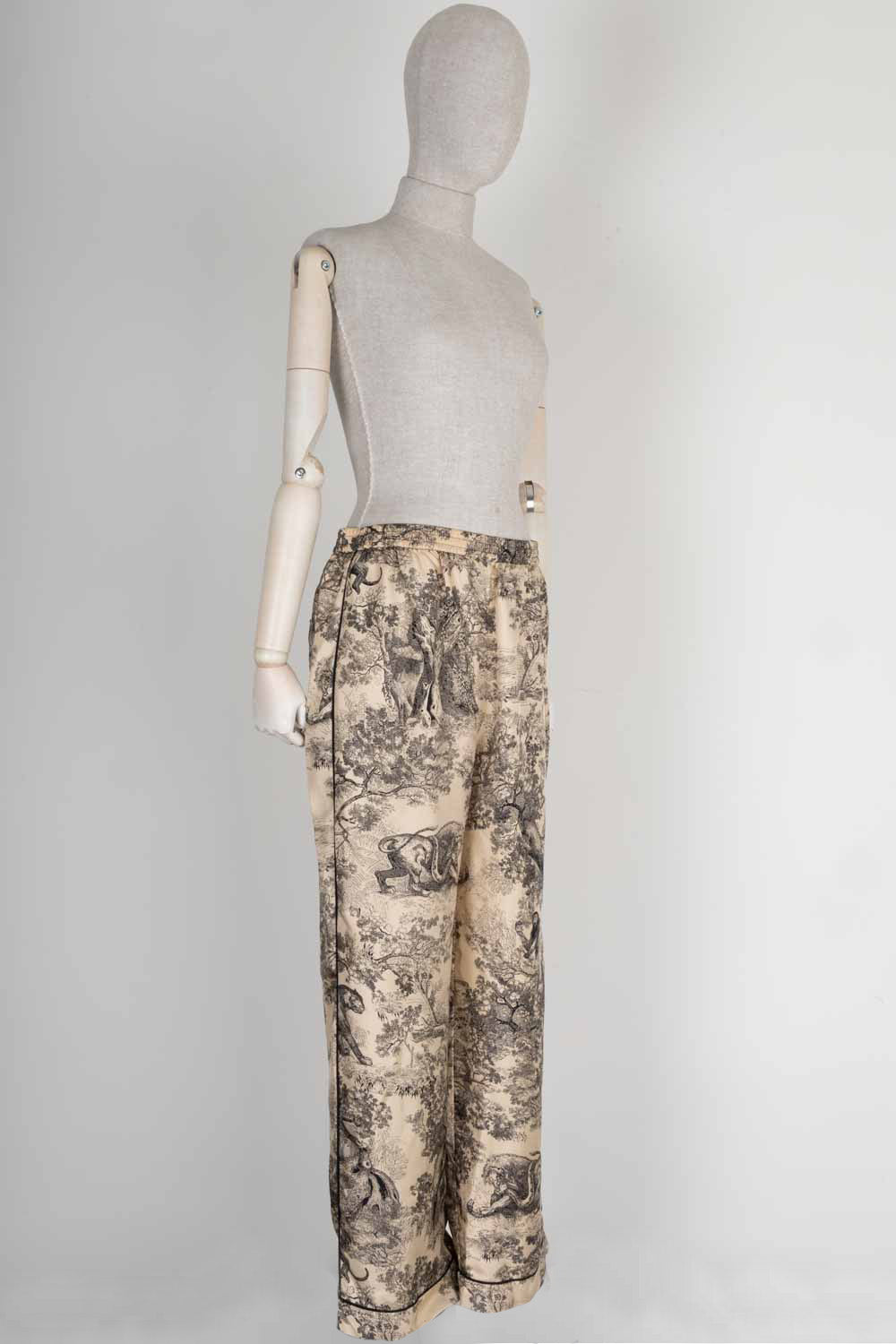 CHRISTIAN DIOR Chez Moi Pants Toile de Jouy Motif Silk Beige