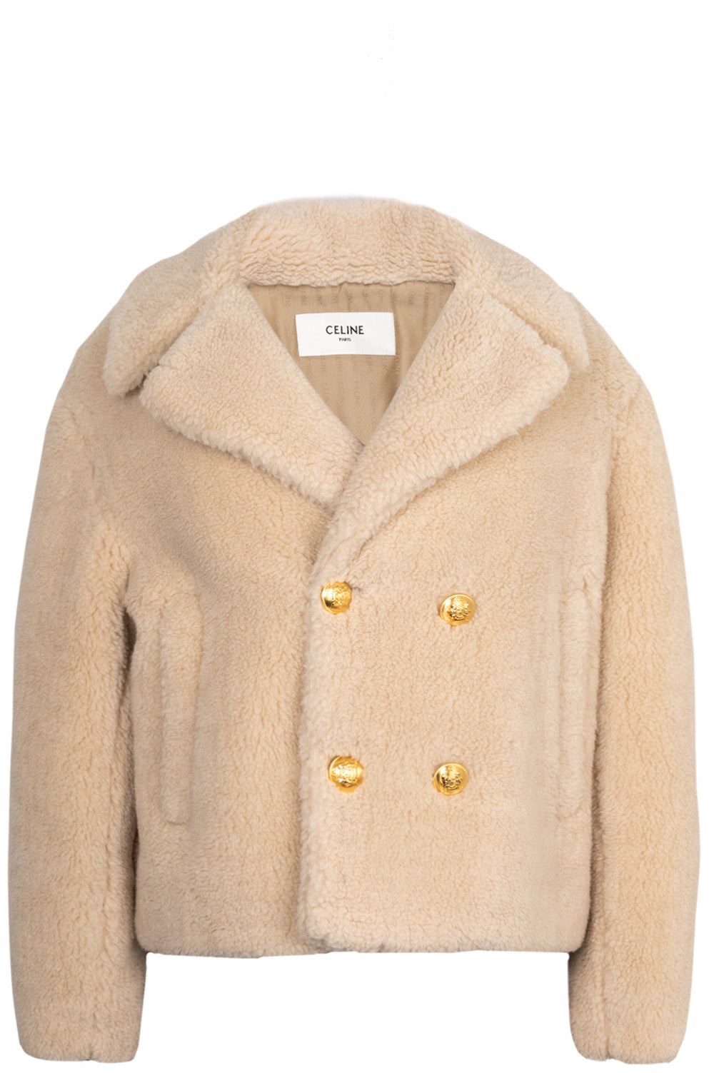 CELINE Loose Peacoat Cashmere Silk Naturel