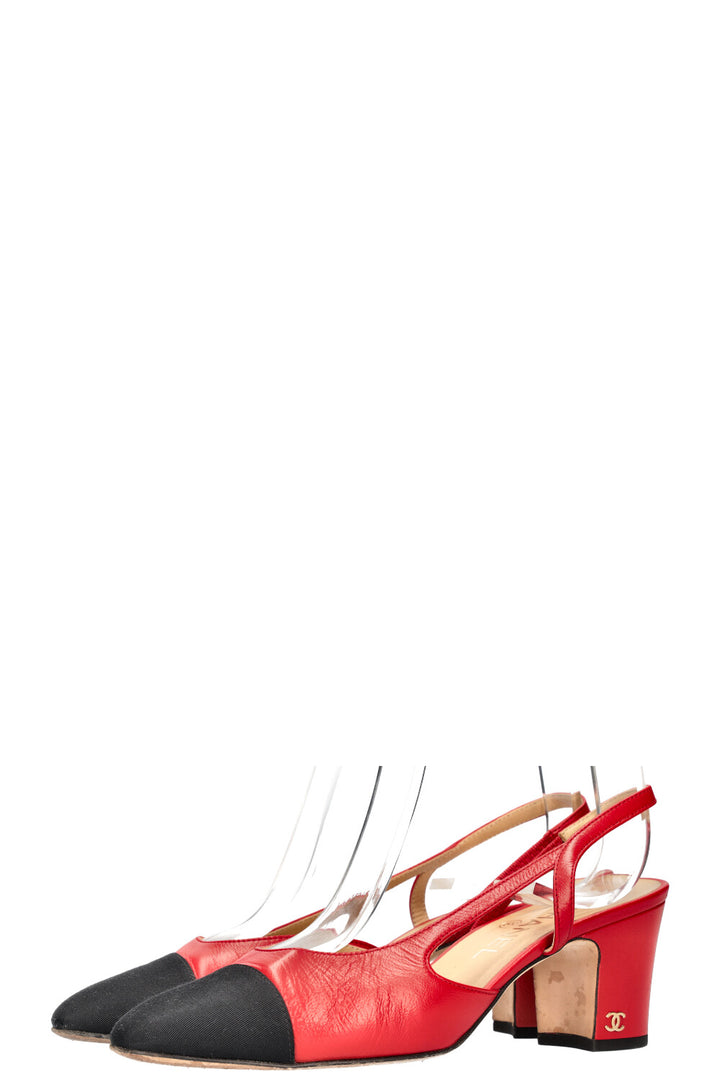 CHANEL Slingback Heels Red