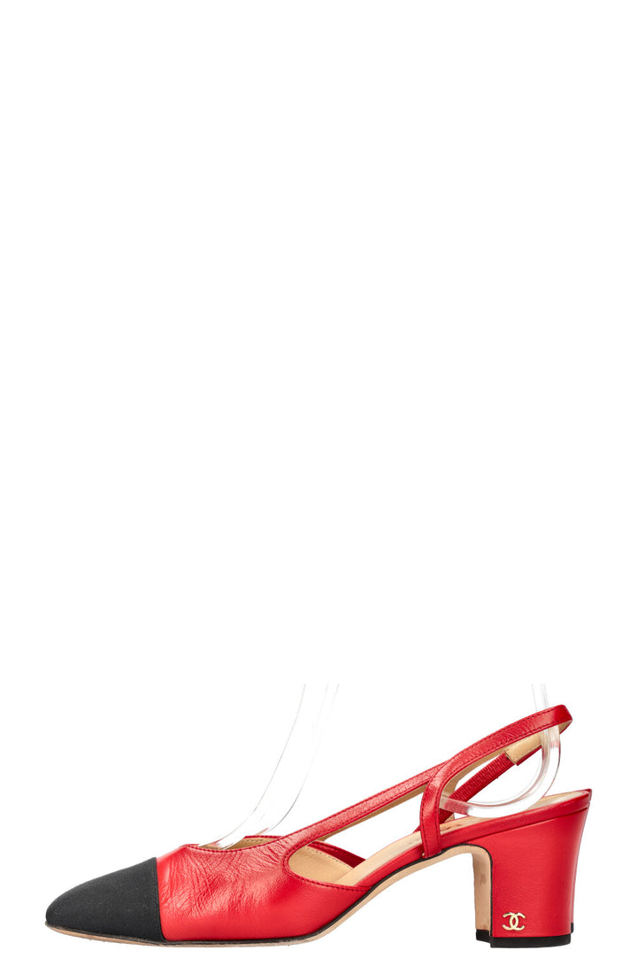 CHANEL Slingback Heels Red