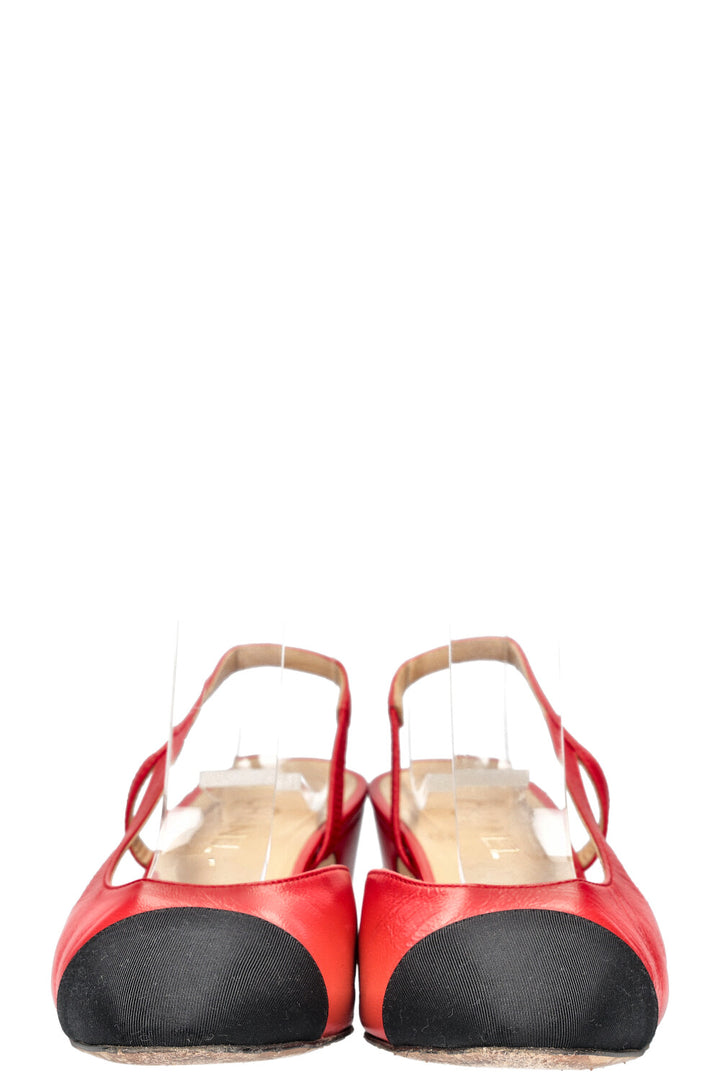 CHANEL Slingback Heels Red