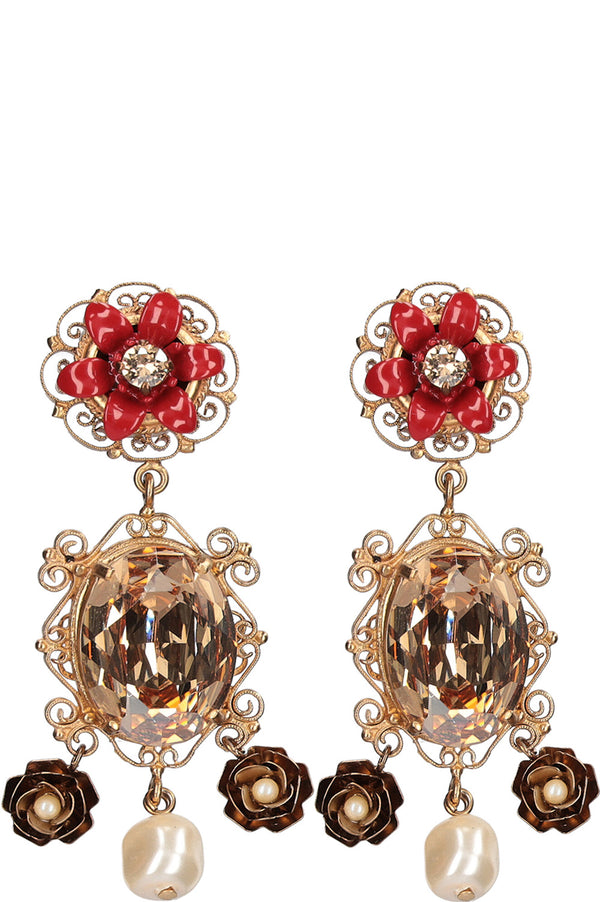 DOLCE&GABBANA Earclips Crystal & Faux pearl