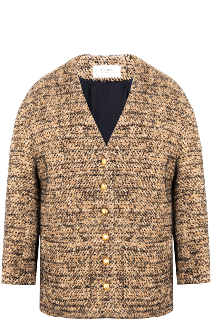 CELINE Tweed Jacket Brown