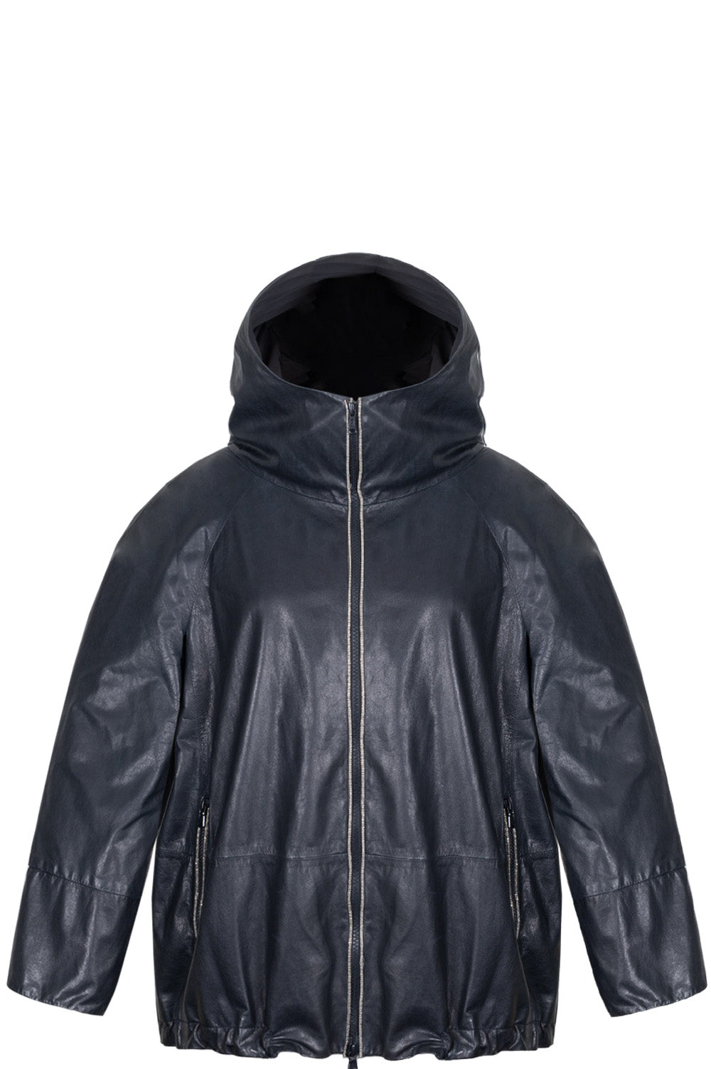 BRUNELLO CUCINELLI Hood Jacket Leather Navy