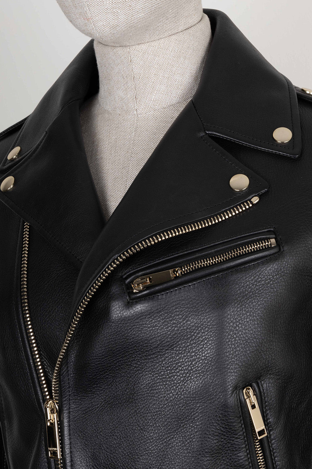 VALENTINO V Logo Biker Leather Jacket Black