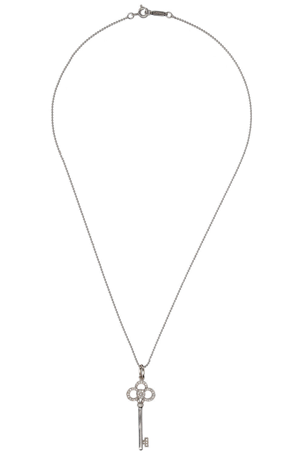 TIFFANY&Co. Key Necklace 0.11 Carat Diamonds White Gold