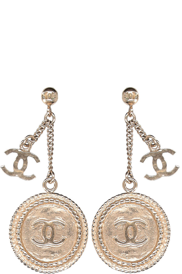 CHANEL CC Drop Earrings Lucky Leaf B15