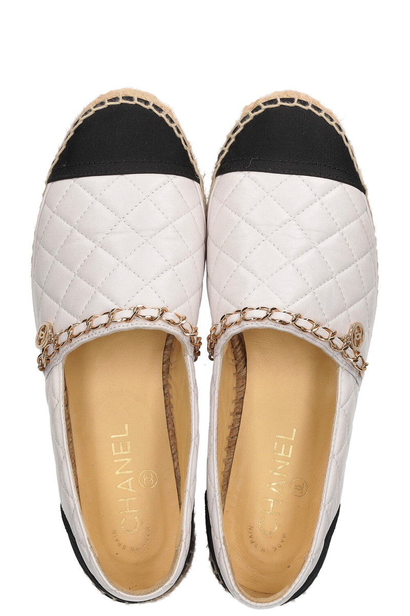 CHANEL Chain Espadrilles White