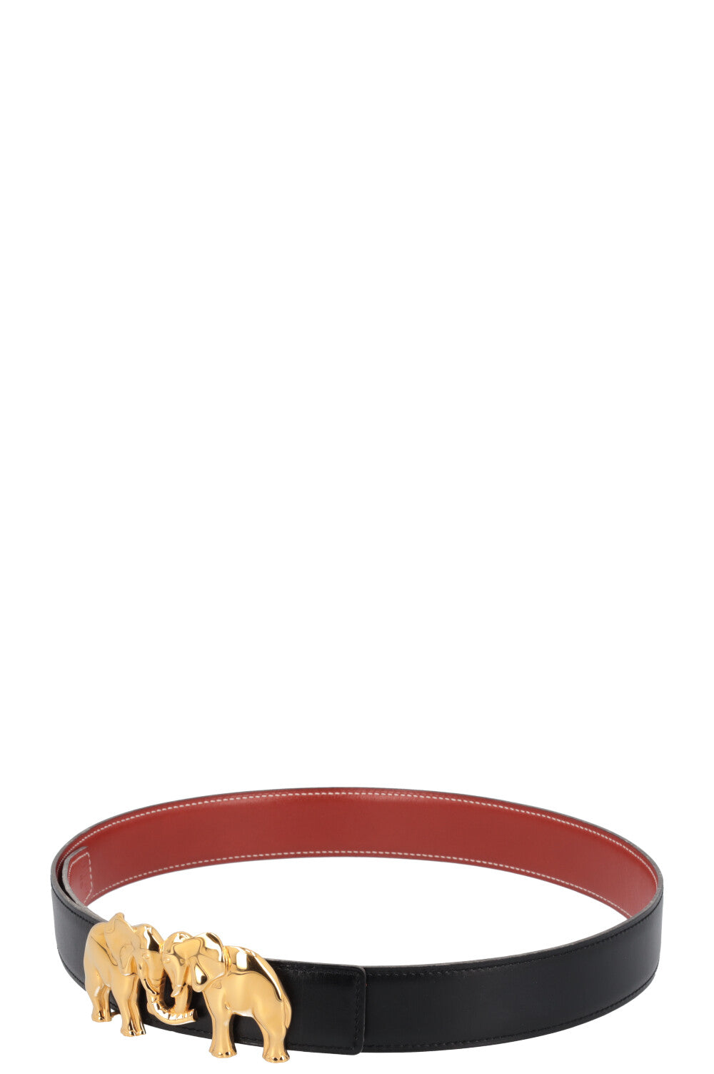 HERMÈS Belt Leather Black with Elephant Buckle – REAWAKE display picture 1