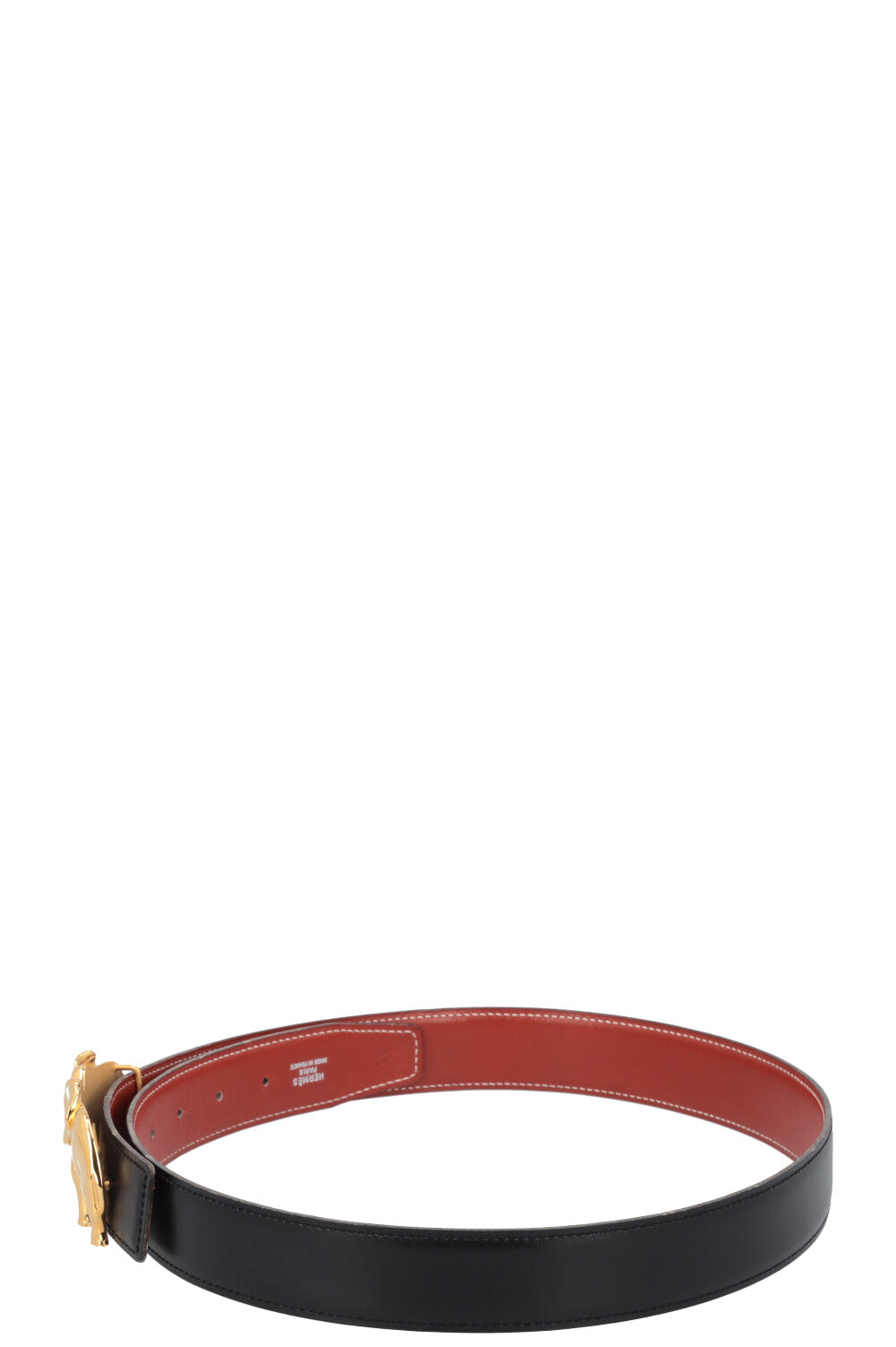 HERMÈS Belt Leather Black with Elephant Buckle – REAWAKE display picture 1