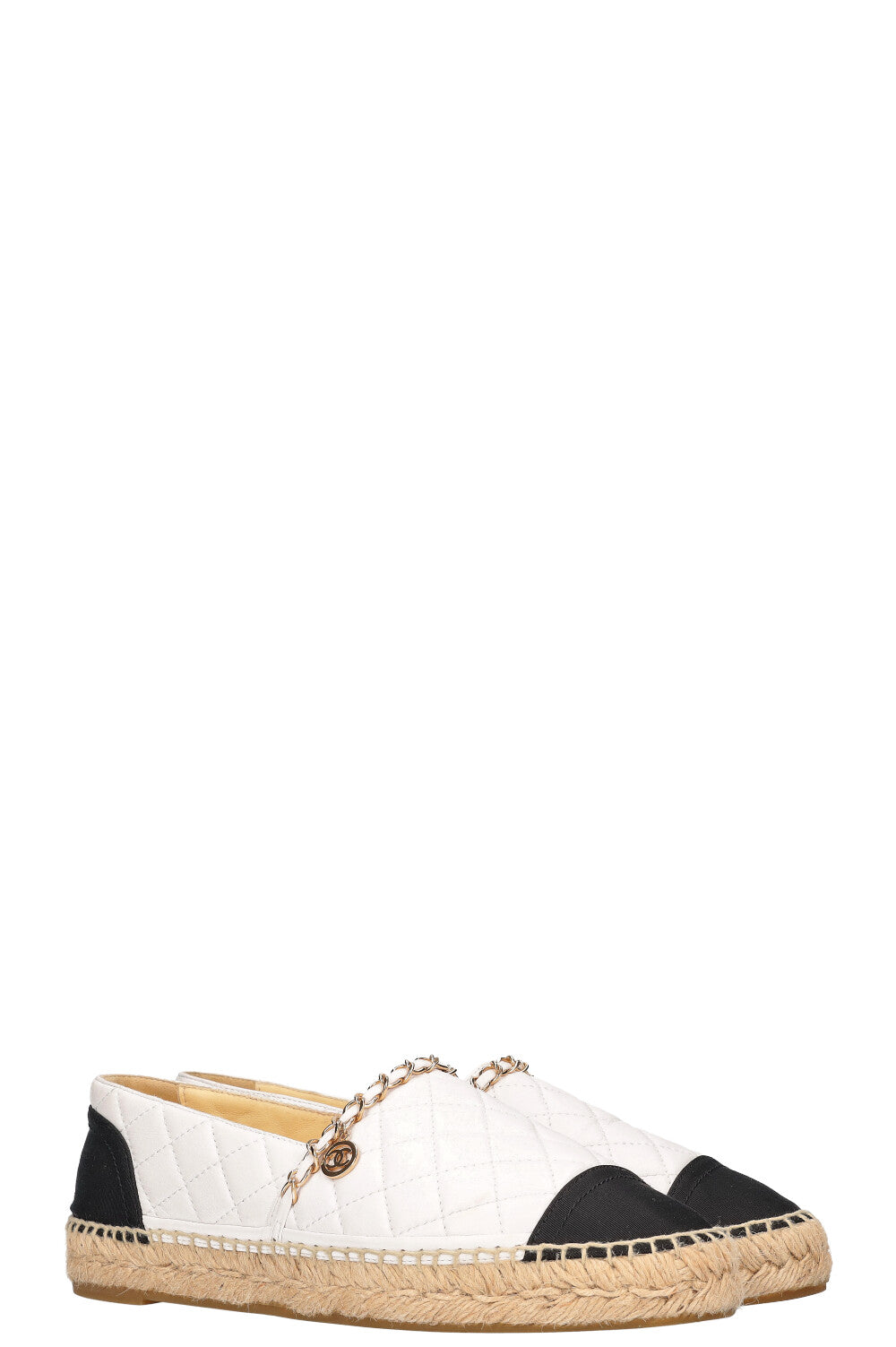 CHANEL Chain Espadrilles White